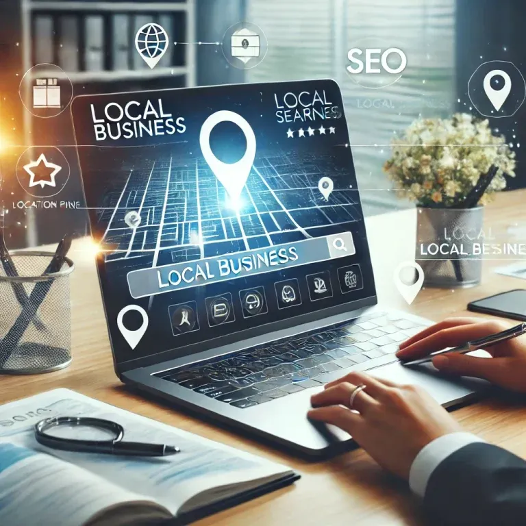 Local SEO How to Optimize Your Website for Local Search 1 A person works on a laptop displaying a map with a